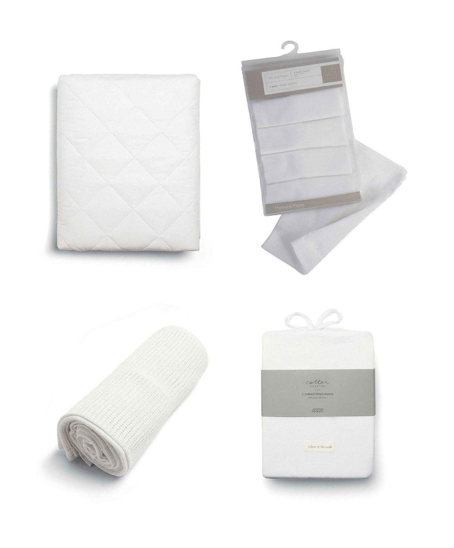 Nursery Mamas and Papas Cot Bedding | Cotbed Starter Bundle - White