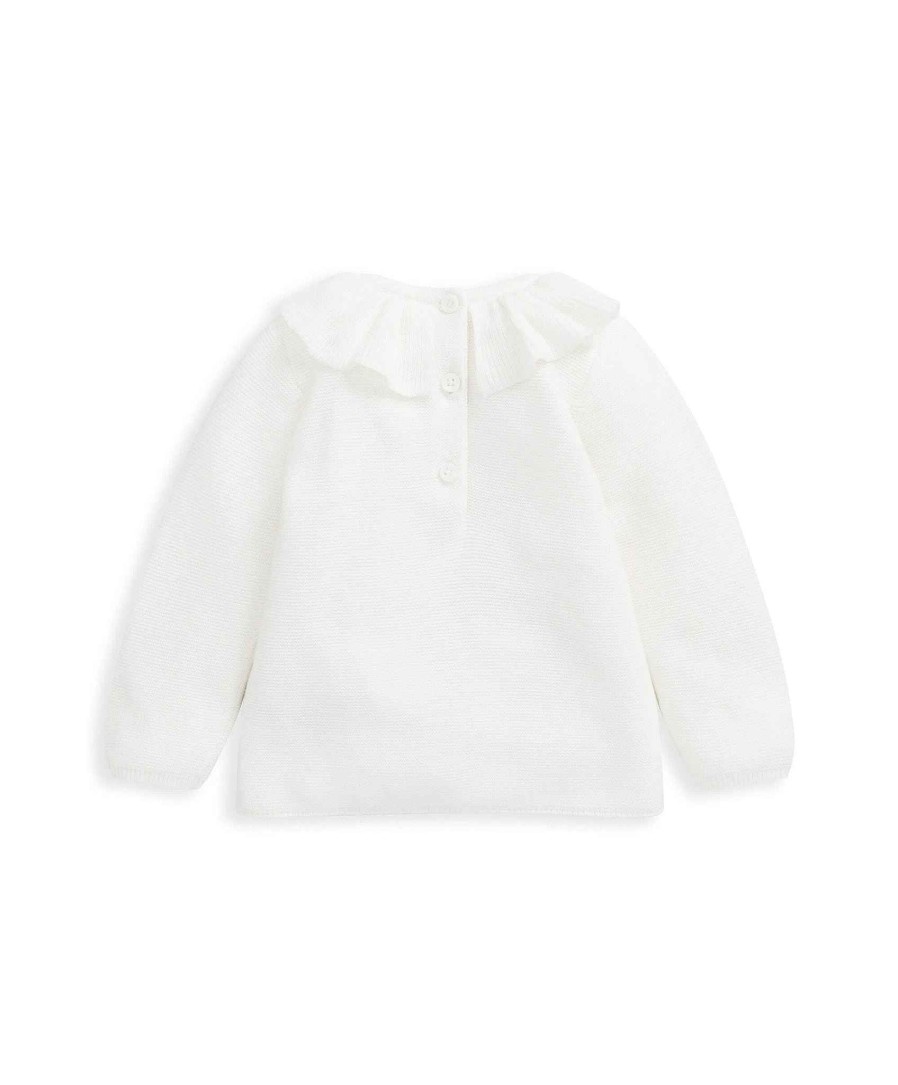 Christmas Mamas and Papas Christmas Partywear | Frill Collar Jumper - Cream