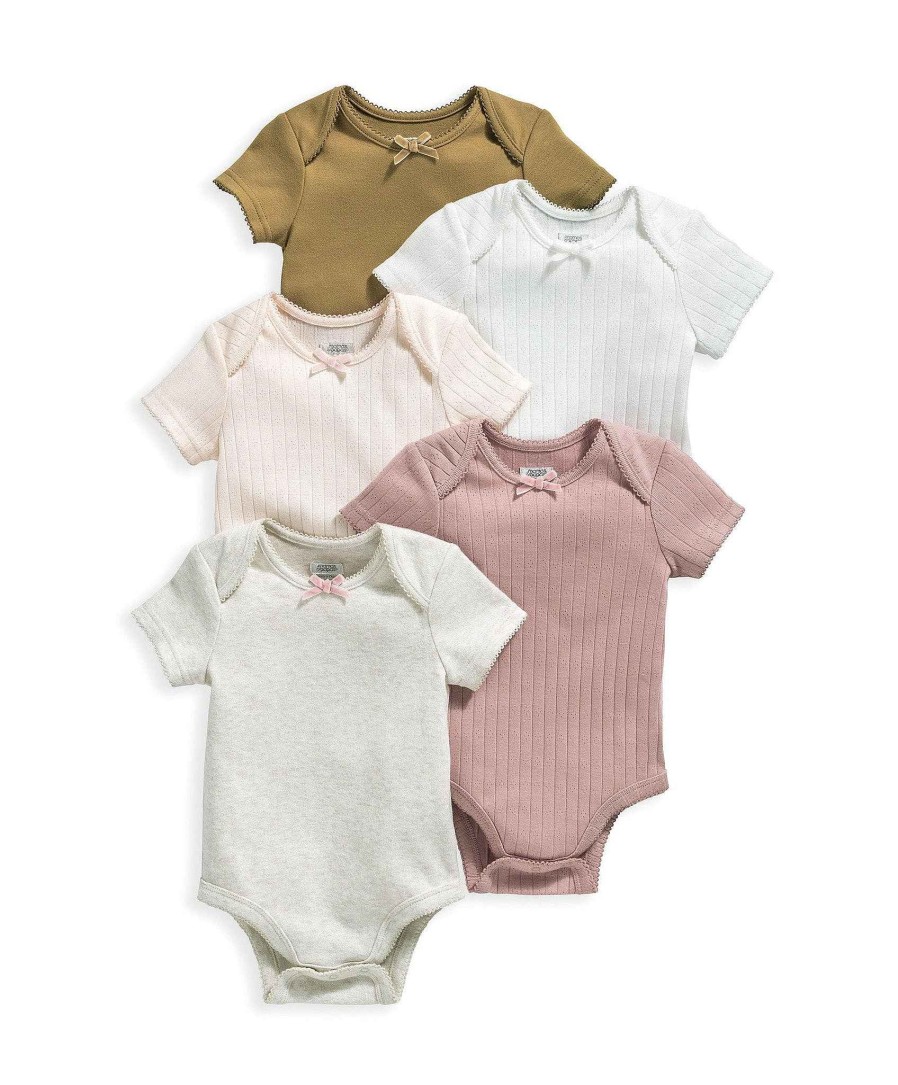 Toys & Gifts Mamas and Papas New Parent Gifts | Pointelle Short Sleeve Bodysuit - 5 Pack