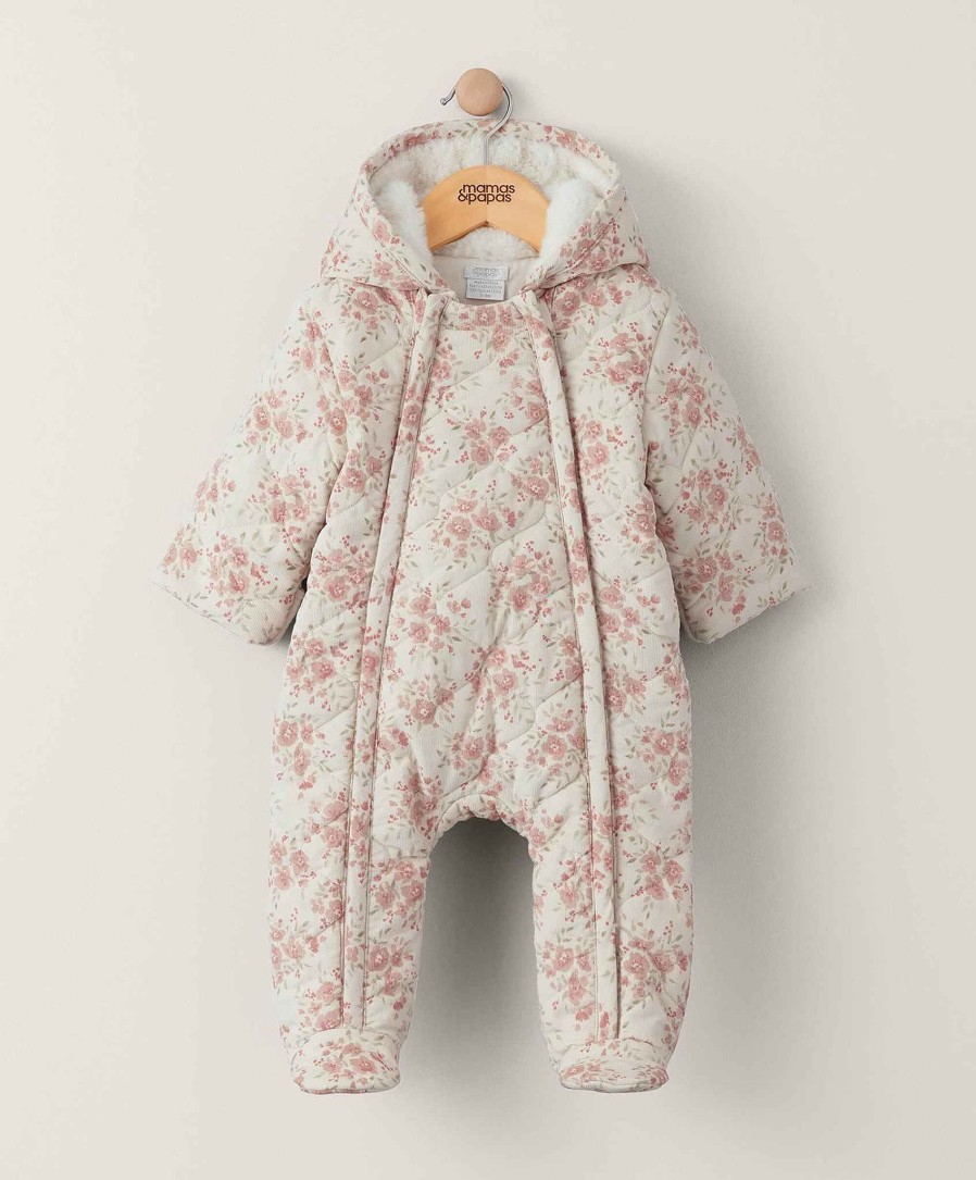 Toys & Gifts Mamas and Papas Baby Shower Gifts | Neutral All Over Print Cord Quilted Pramsuit