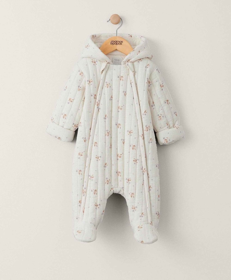 Clothing Mamas and Papas | Berry Floral Print Pramsuit - Cream