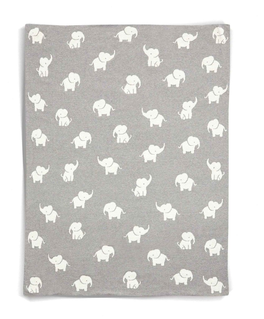 Christmas Mamas and Papas Baby'S First Christmas | Welcome To The World Knitted Elephant Blanket - Grey