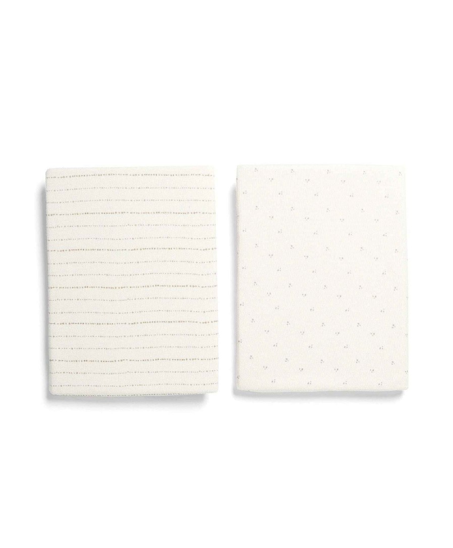 Nursery Mamas and Papas Cot Bedding | Oatmeal Universal Crib Sheets - 2 Pack