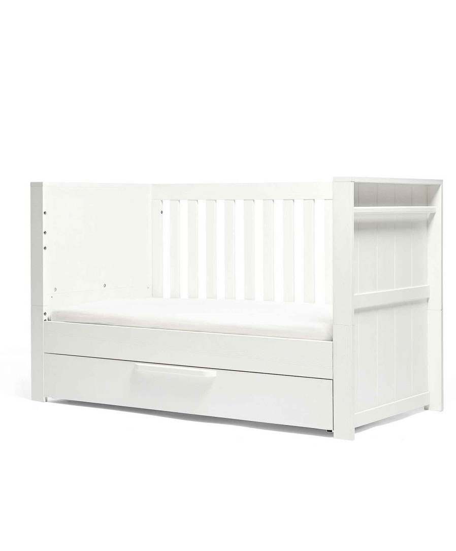 Furniture Mamas and Papas White Nursery Furniture | Franklin Cotbed Set With Premium Pocket Spring Mattress White Wash