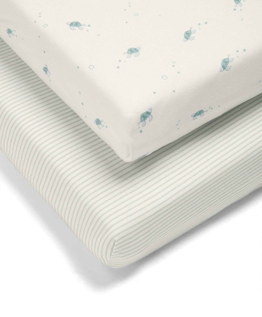 Nursery Mamas and Papas Baby Sheets | Turtle Cotbed Fitted Sheets - 2 Pack