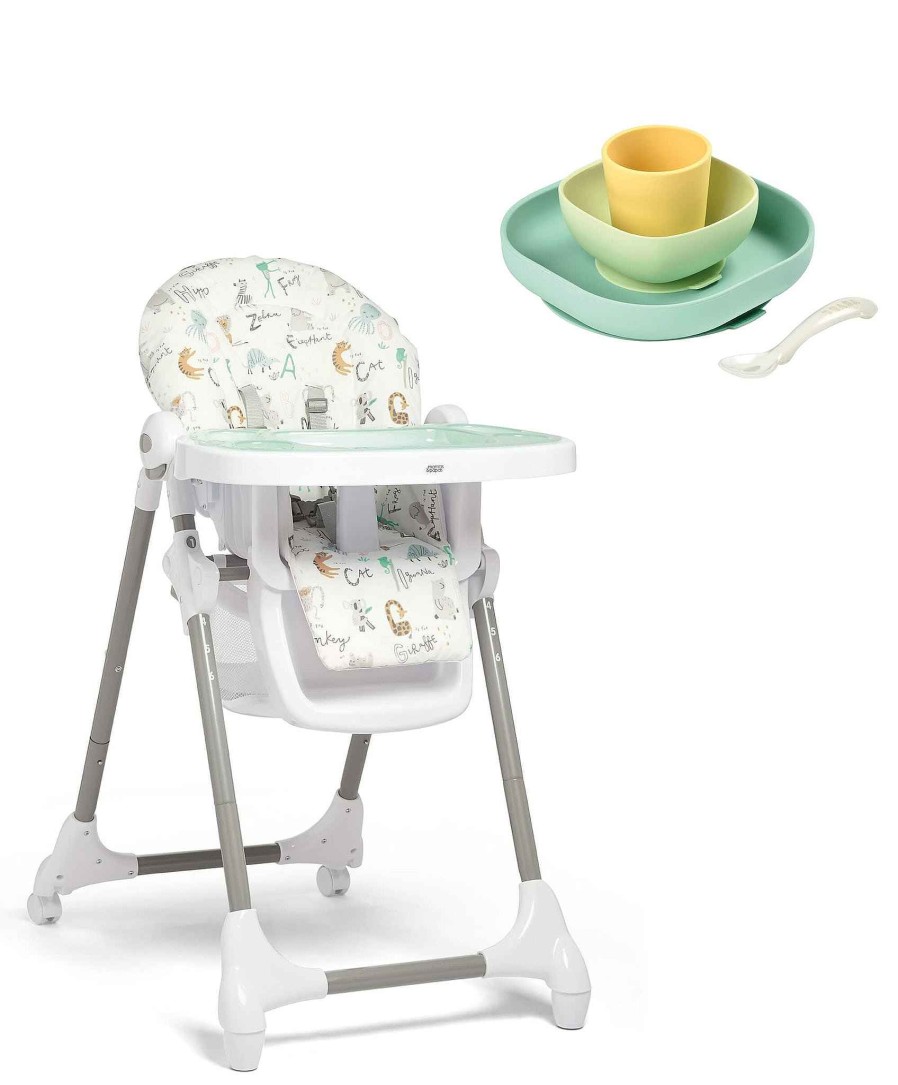 Feeding & Weaning Beaba Baby Weaning Essentials | Snax Animal Alphabet Highchair & Beaba Meal Set Blue