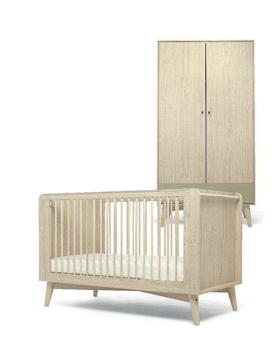 Nursery Mamas and Papas Baby Furniture Sets | Coxley Cotbed & Wardrobe Set - Natural/Olive