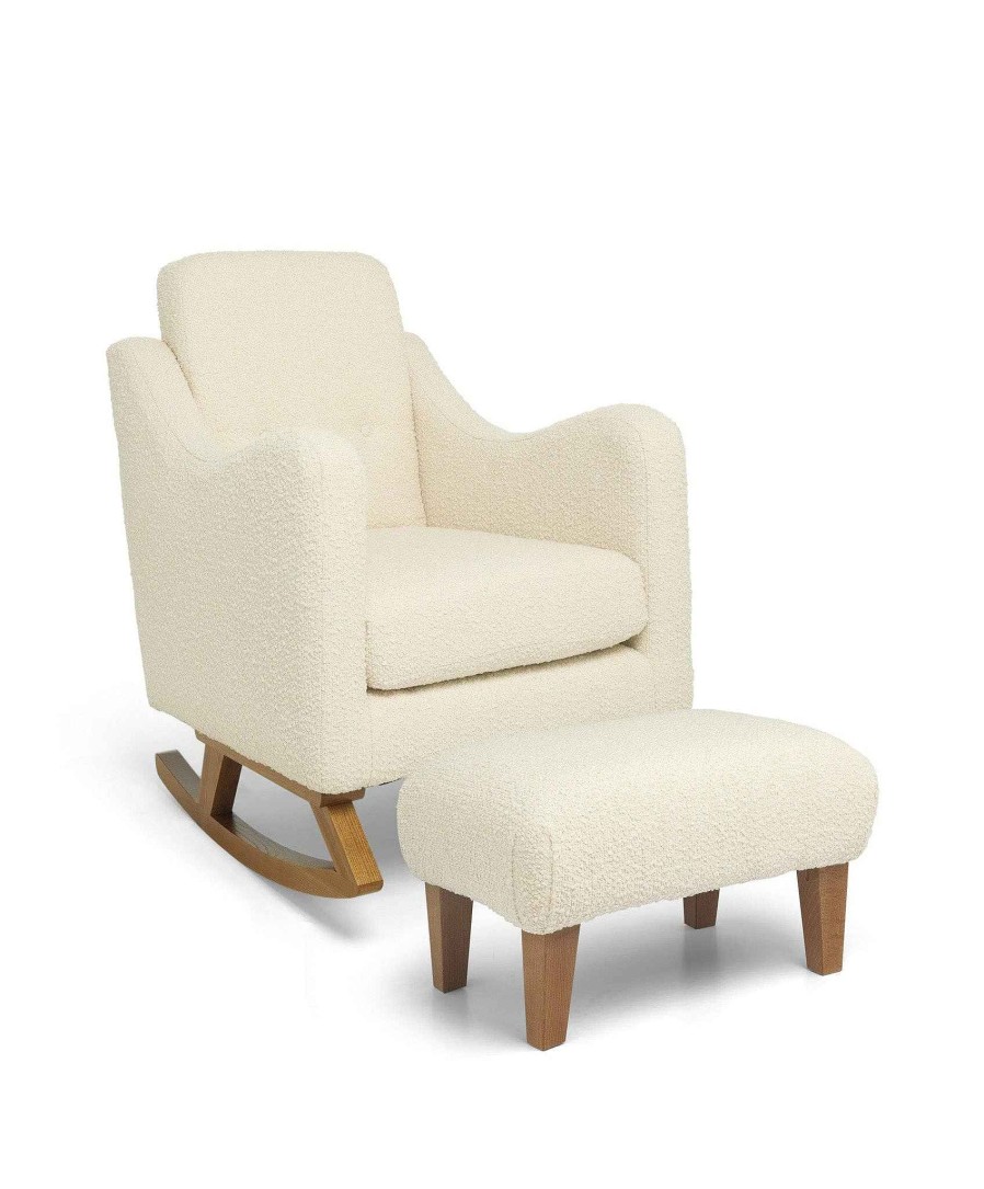 Furniture Mamas and Papas White Nursery Furniture | Bowdon Nursing Chair Set In Chenille Boucle - Oyster