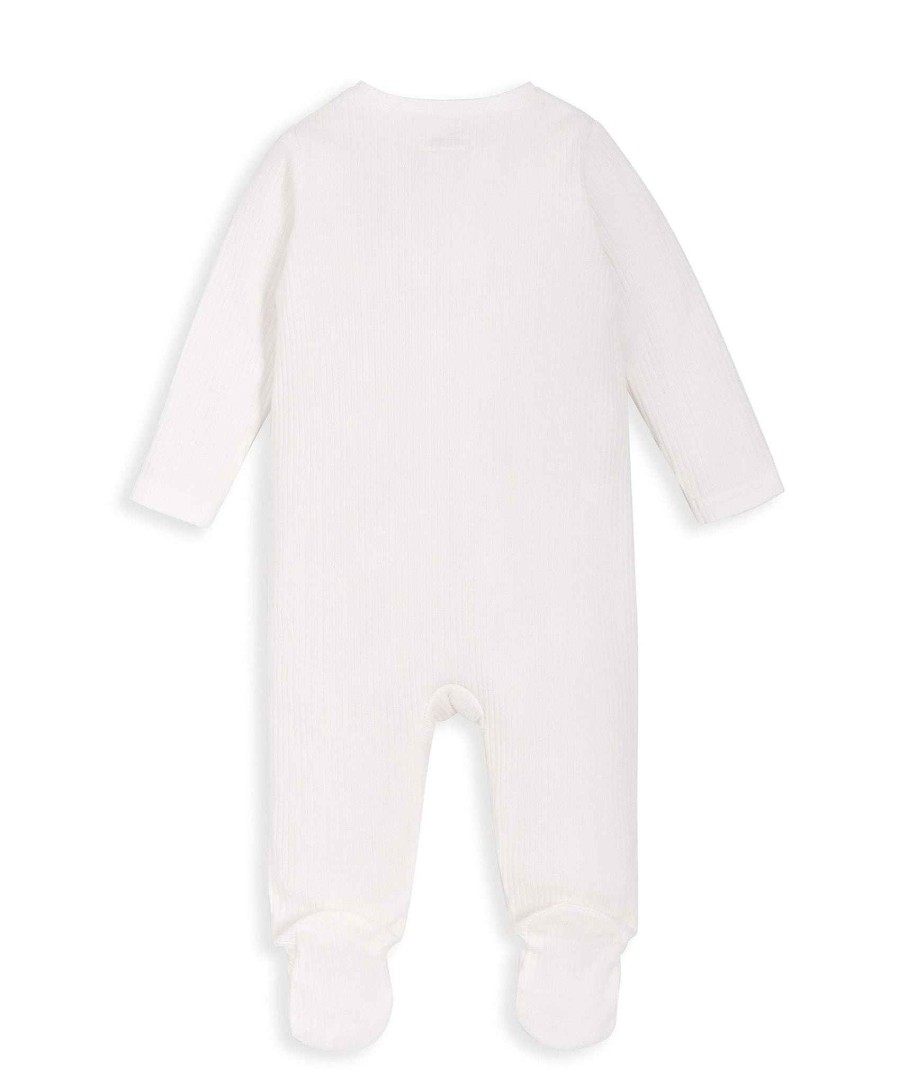 Toys & Gifts Mamas and Papas New Parent Gifts | Organic Cotton Ribbed Sleepsuit - White