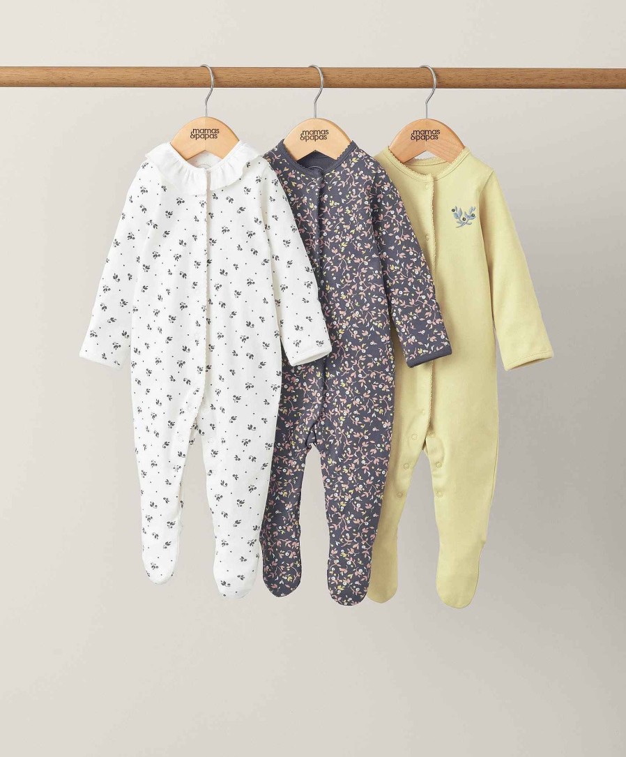 Clothing Mamas and Papas | Midnight Secret Garden Sleepsuits (3 Pack)