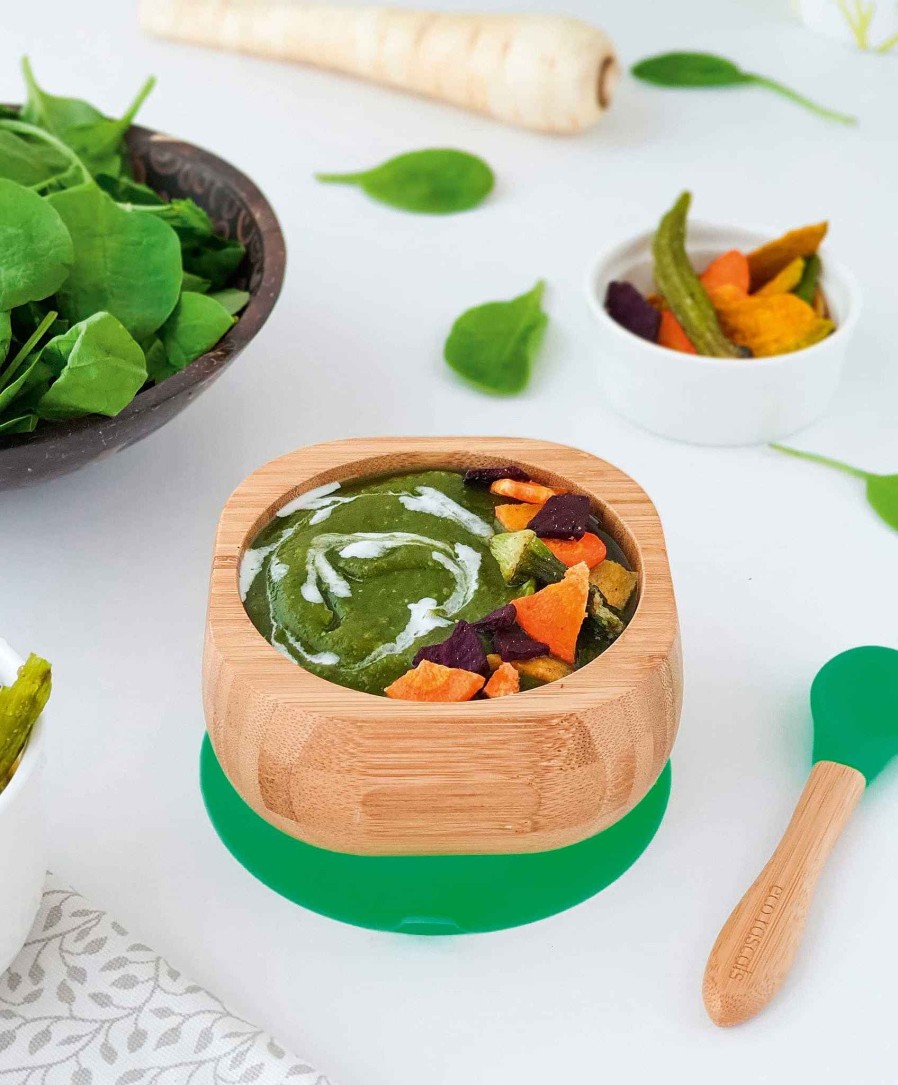 Feeding & Weaning Eco Rascals Baby Weaning Essentials | Eco Rascals Bowl & Spoon Set - Green