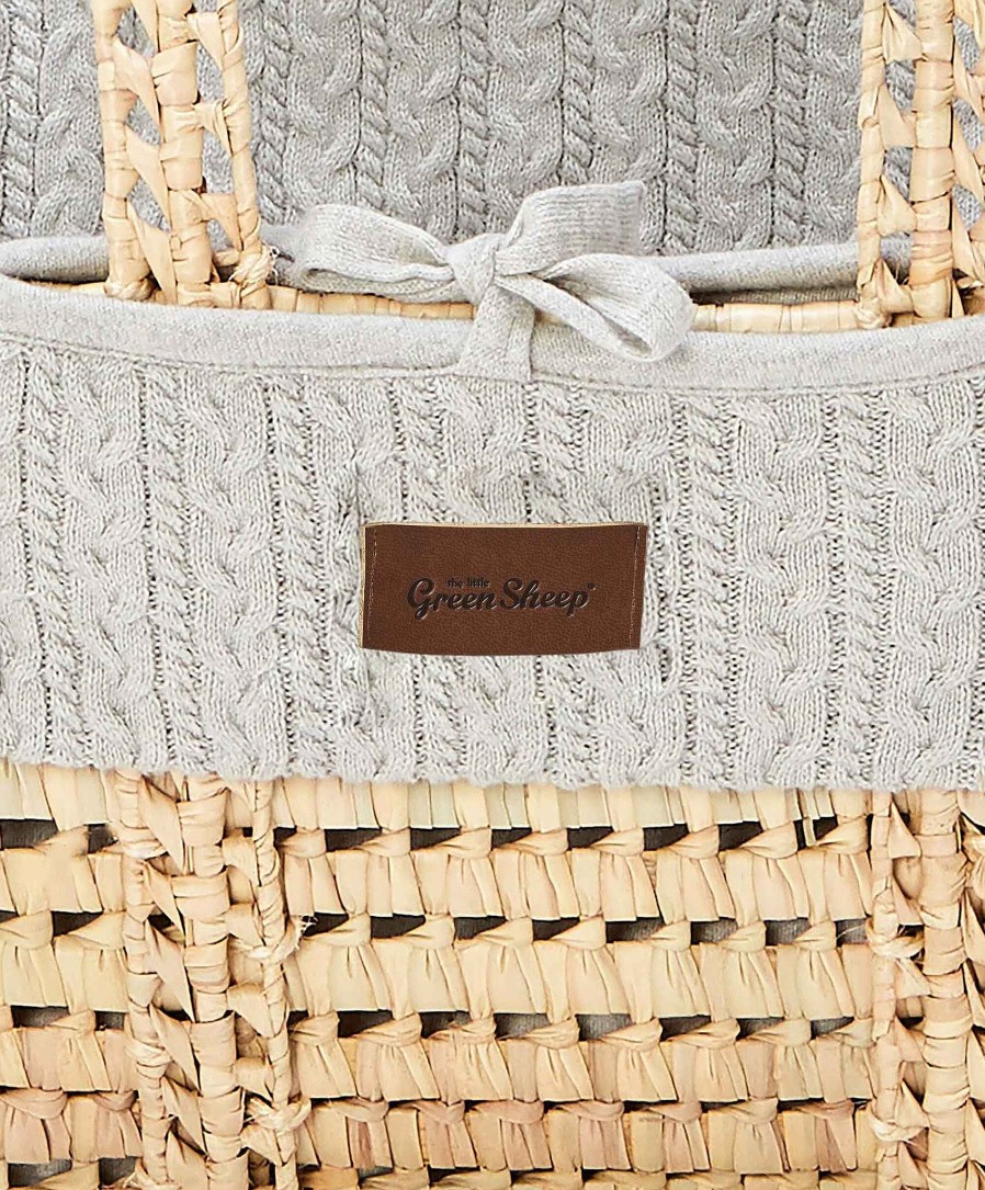 Nursery Little Green Sheep Moses Baskets | Little Green Sheep Natural Knitted Moses Basket & Mattress - Dove