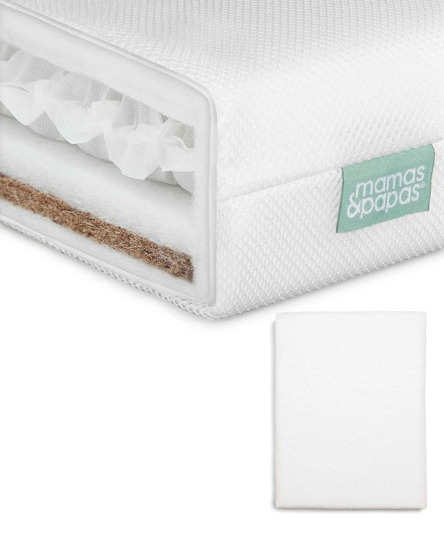 Nursery Mamas and Papas Mattress Protectors & Covers | Premium Dual Core Cotbed Mattress & Anti-Allergy Mattress Protector Bundle