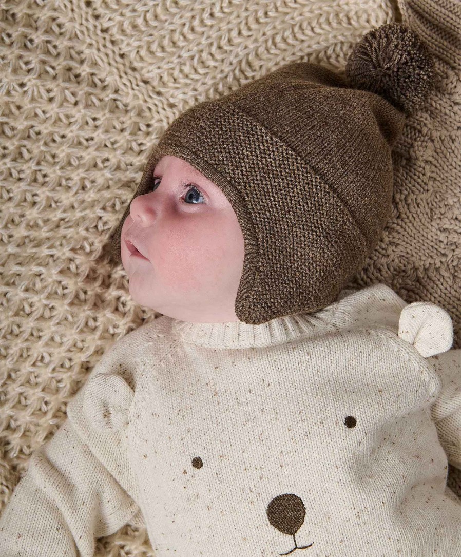 Clothing Mamas and Papas | Pom Knitted Hat - Chocolate Brown