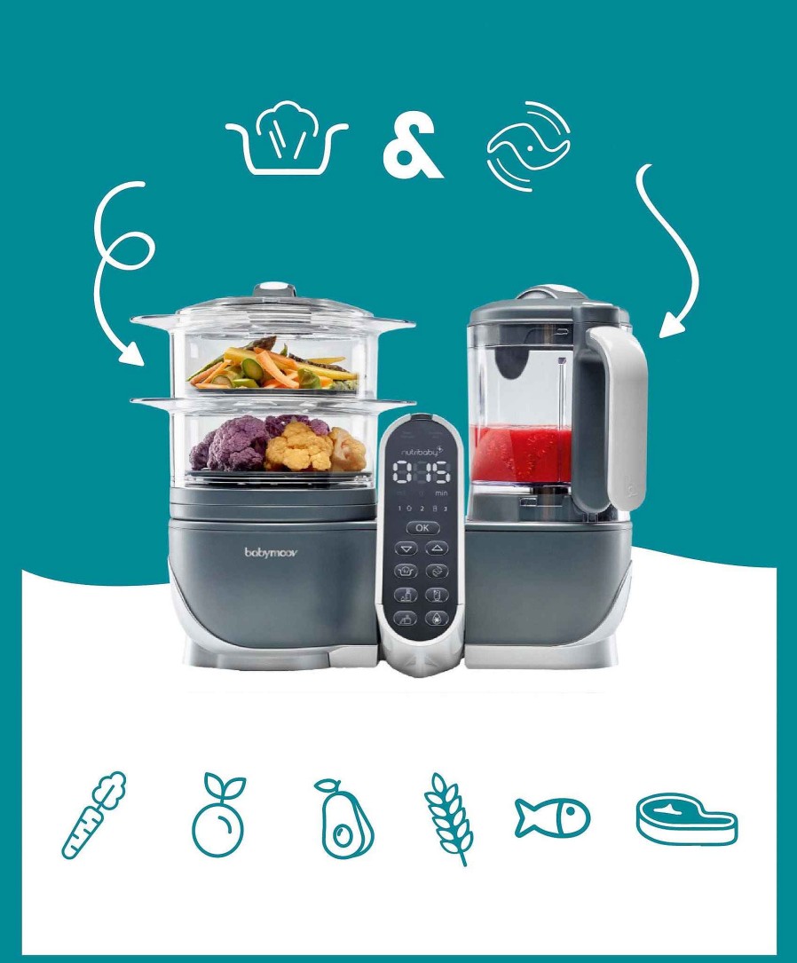 Feeding & Weaning Babymoov Baby Food Blenders & Makers | Nutribaby+ 6-In-1 Baby Food Processor - Grey