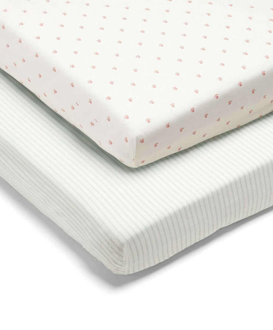 Nursery Mamas and Papas Baby Girl Bedding | Laura Ashley 2 Pack Fitted Sheets - Striped