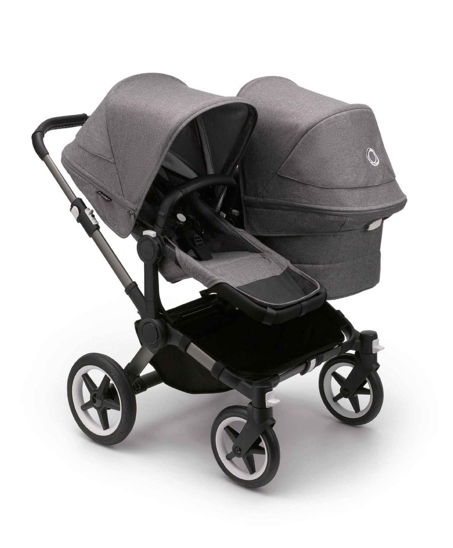 Pushchairs Bugaboo Pushchairs & Prams | Bugaboo Donkey 5 Double Carrycot & Seat Pushchair Grey Melange