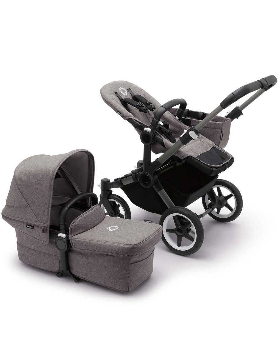 Pushchairs Bugaboo Pushchairs & Prams | Bugaboo Donkey 5 Twin Carrycot & Seat Pushchair Grey Melange