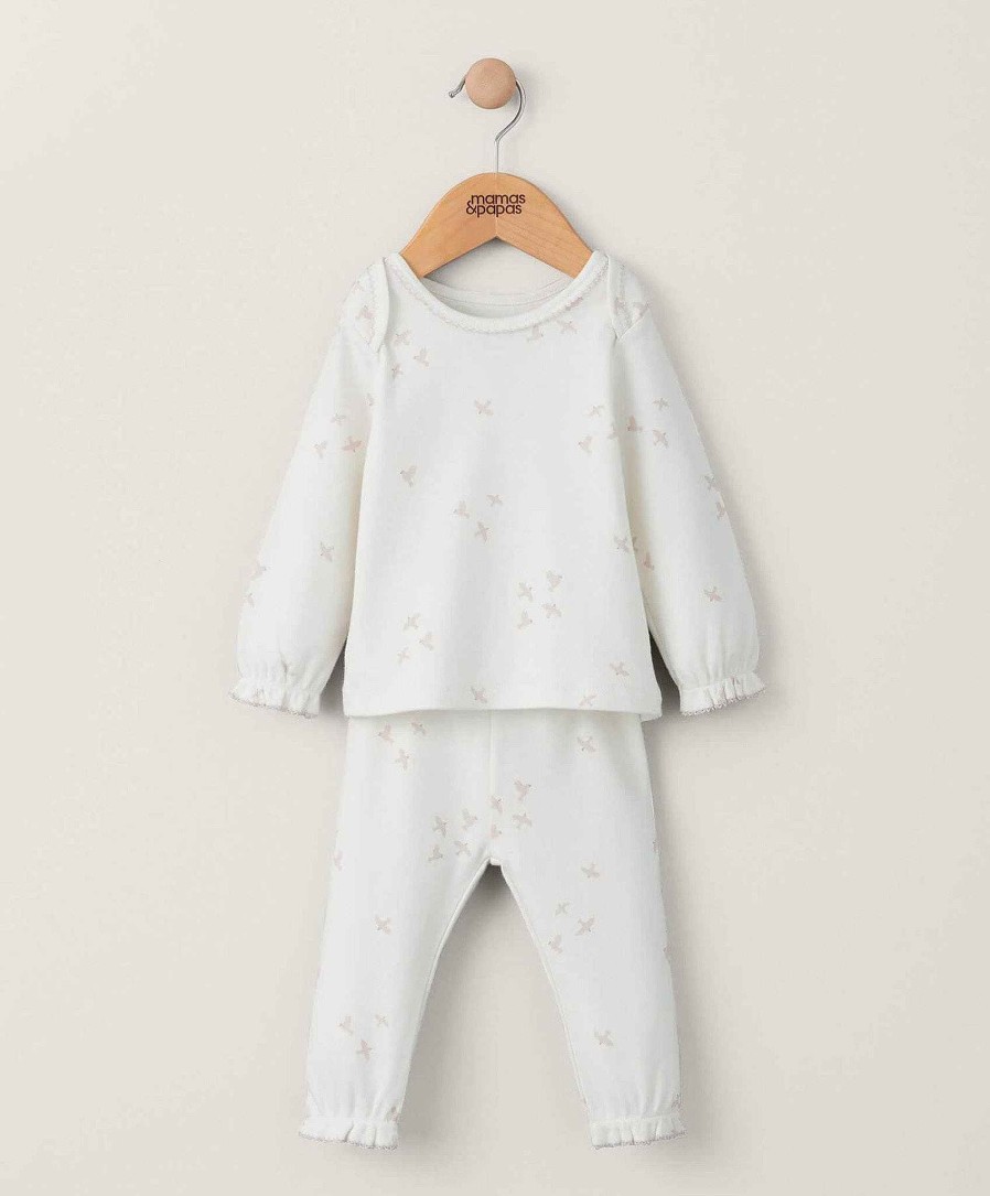 Clothing Mamas and Papas | Flocking Bird Pyjamas (2 Piece) - Cream