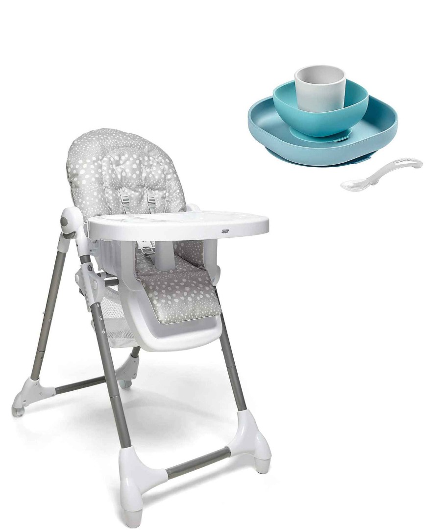 Feeding & Weaning Beaba Baby Weaning Essentials | Snax Adjustable Grey Spot Highchair & Beaba Meal Set Jungle Mist