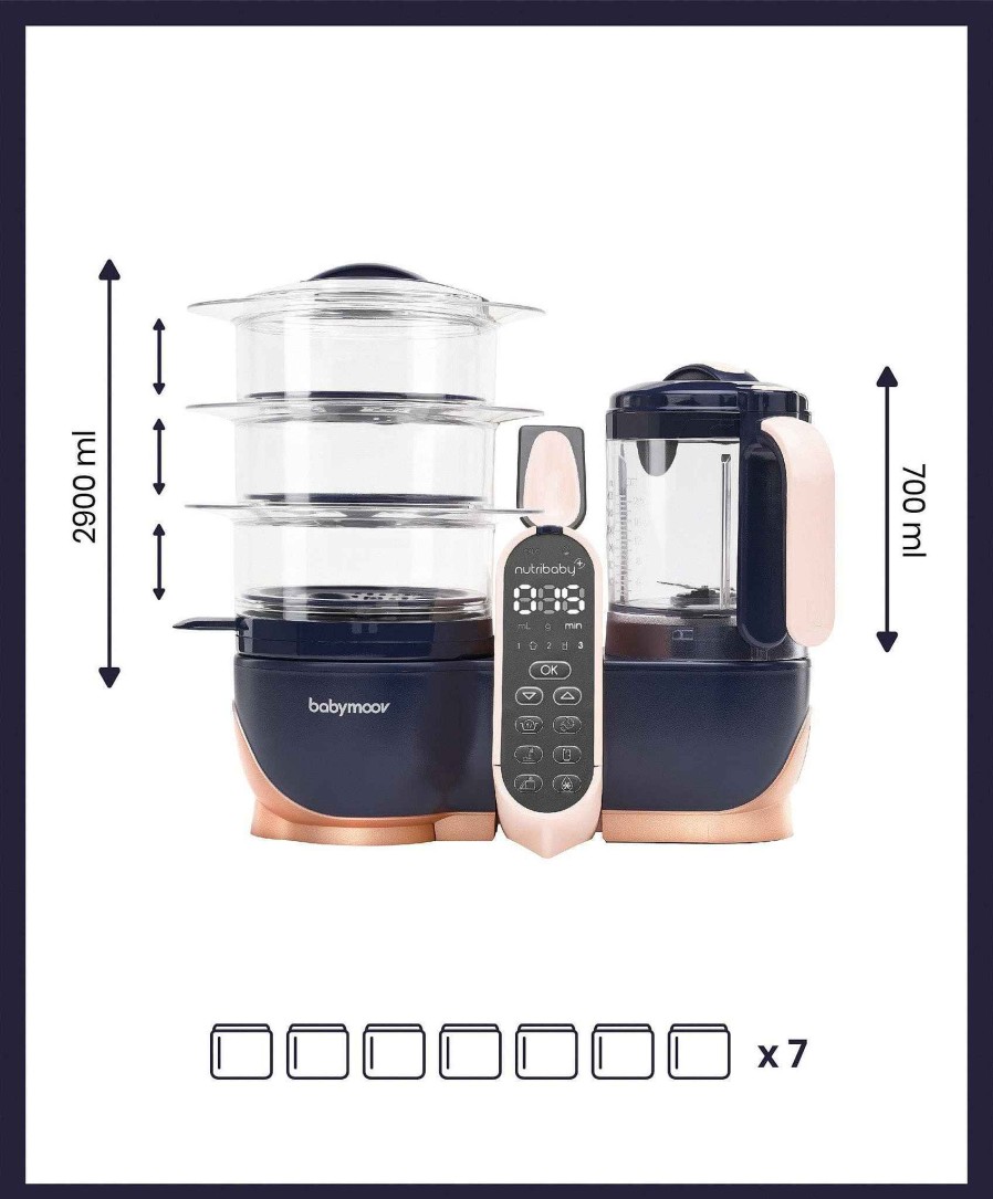 Feeding & Weaning Babymoov Baby Food Blenders & Makers | Babymoov Nutribaby+ Xl 6-In-1 Baby Food Processor - Blue & Rose Gold