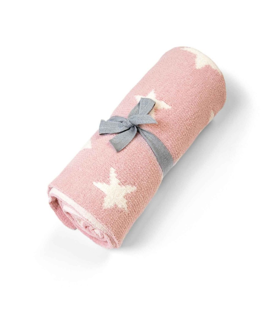 Christmas Mamas and Papas Christmas Personalised Gifts | Chenille Blanket - Pink Star