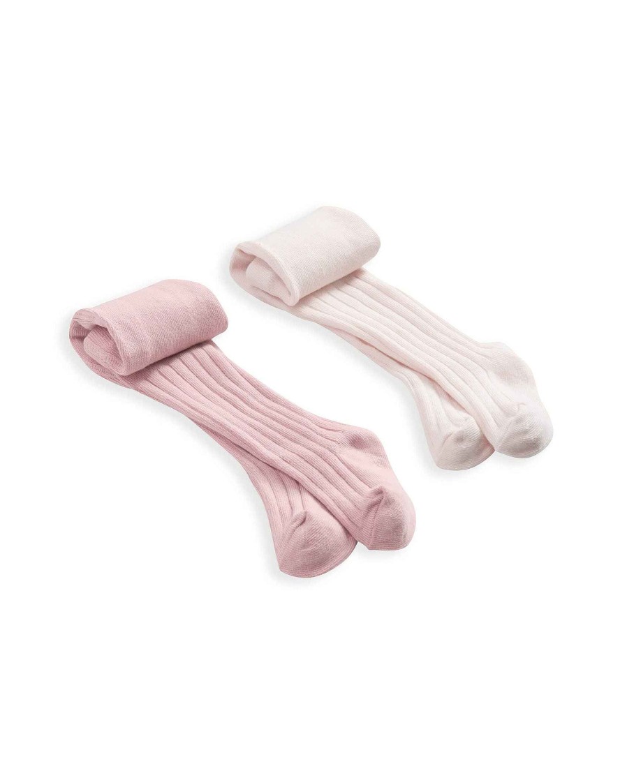 Clothing Mamas and Papas | Cable Knit Tights (2 Pack) - Pink/Cream