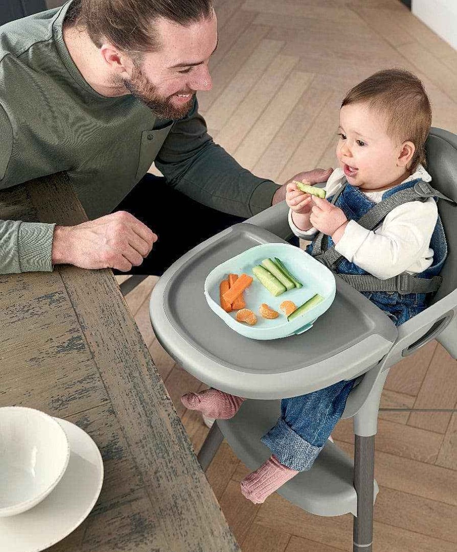 Feeding & Weaning Beaba Baby Highchairs | Juice Highchair & Beaba Silicone Meal Set - Washed Grey/Eucalyptus