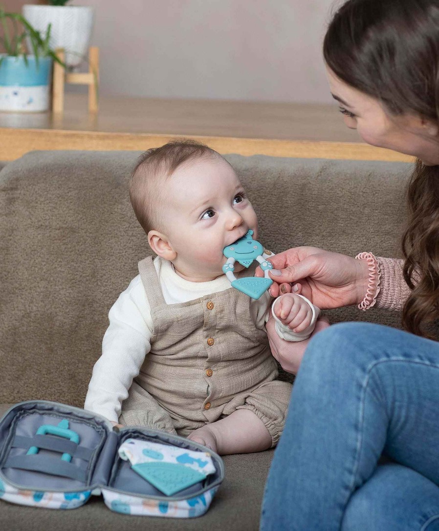 Toys & Gifts Cheeky Chompers Laura Ashley | Cheeky Chompers Teething Survival Kit Inc. Teething Bib & Toothbrush