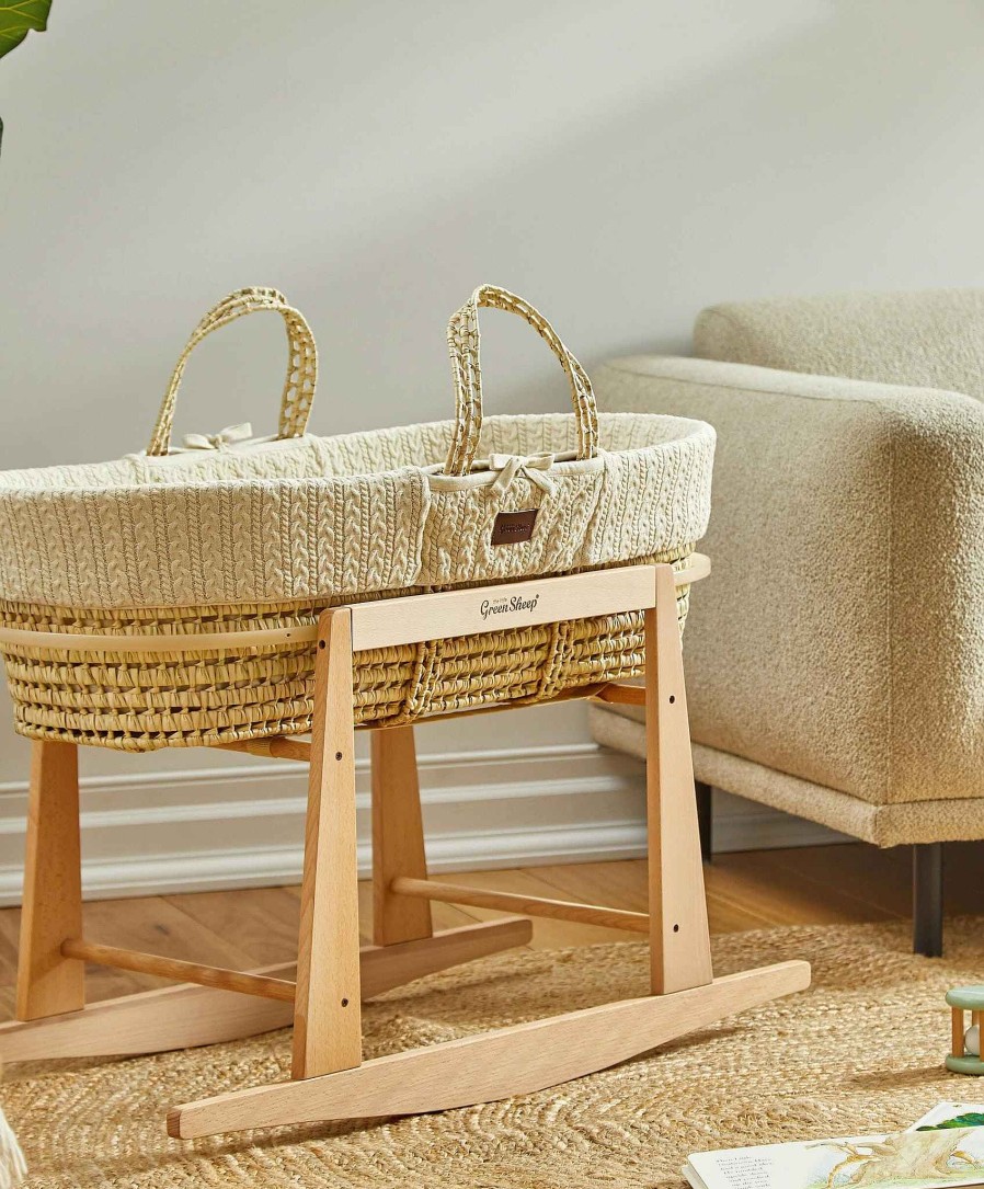 Nursery Little Green Sheep Moses Baskets | Little Green Sheep Knitted Moses Basket - Linen