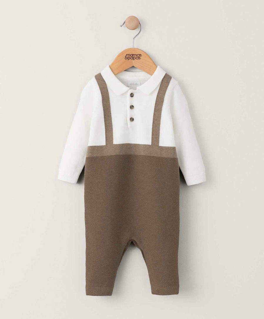 Clothing Mamas and Papas | Mock Knit Romper - Dark Oatmeal