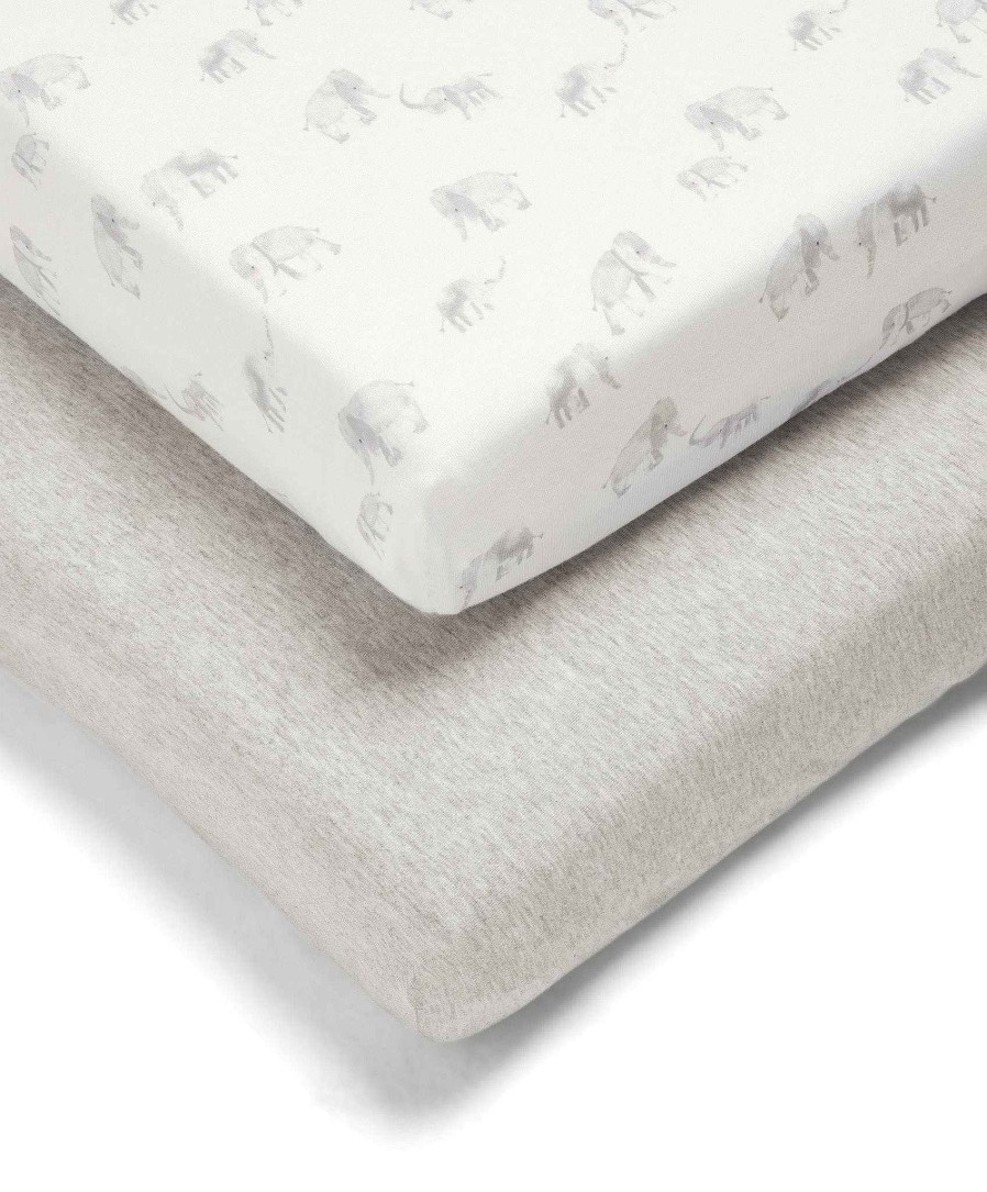 Nursery Mamas and Papas Bedding Essentials | Elephant Cotbed Fitted Sheets - 2 Pack