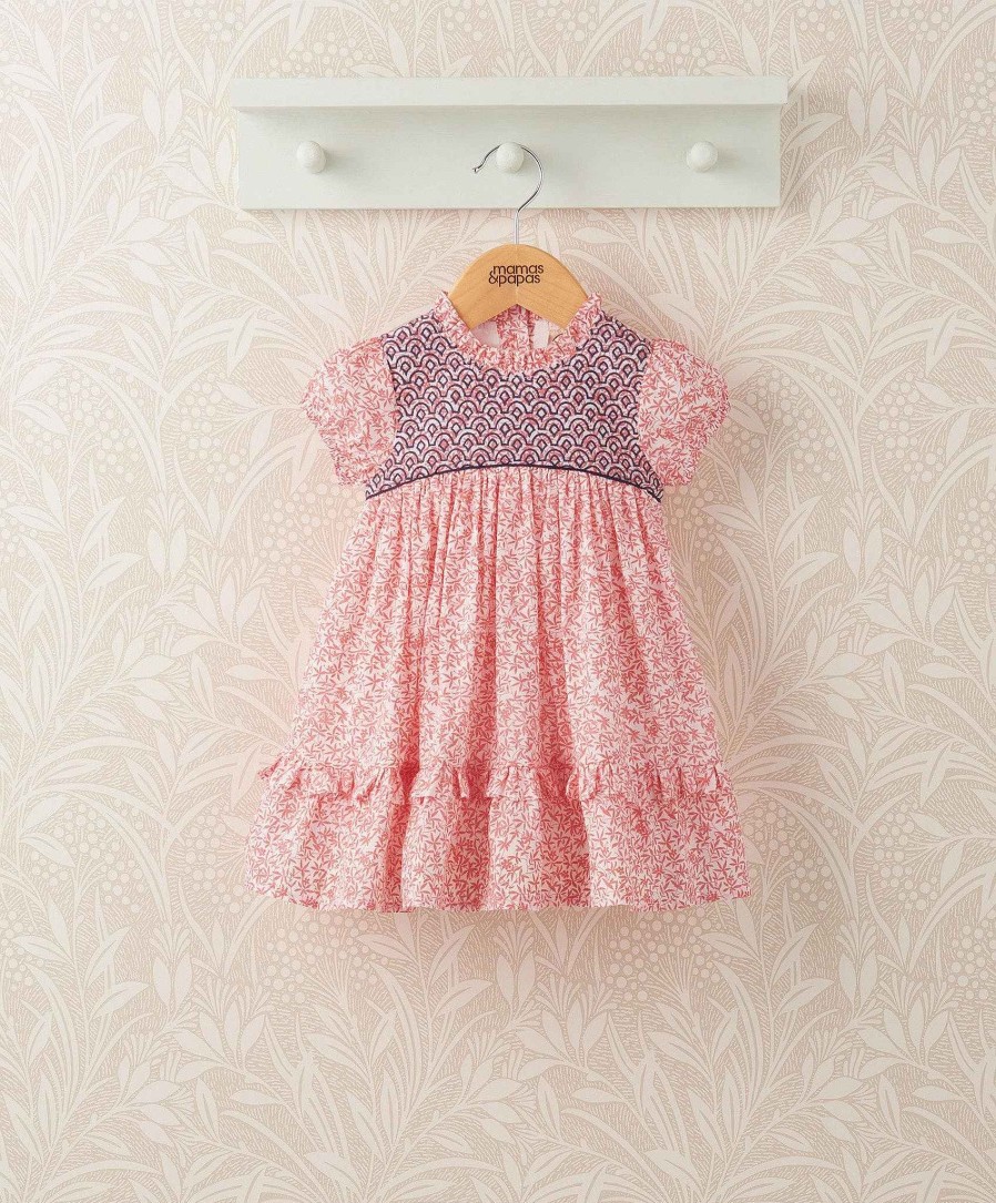 Clothing Mamas and Papas | Laura Ashley Ruffle Neck Embroidered Dress