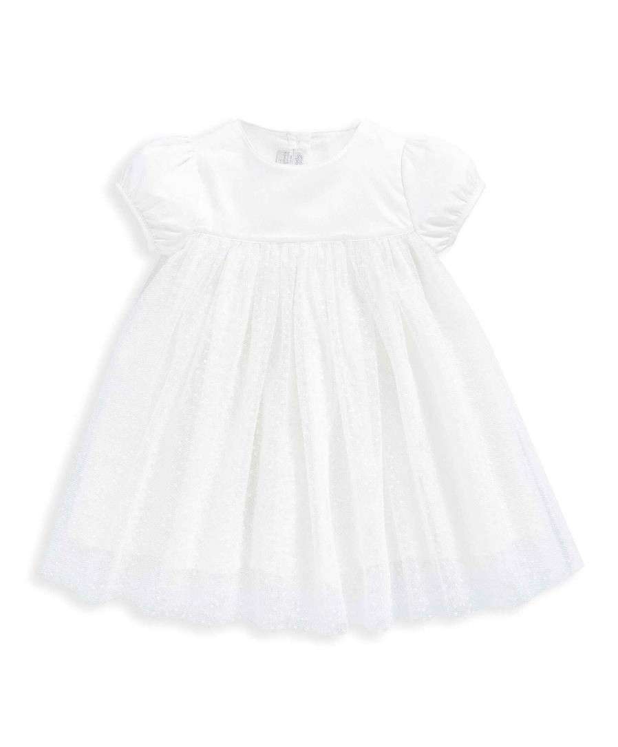 Clothing Mamas and Papas | White Flock Spot Mesh Dress