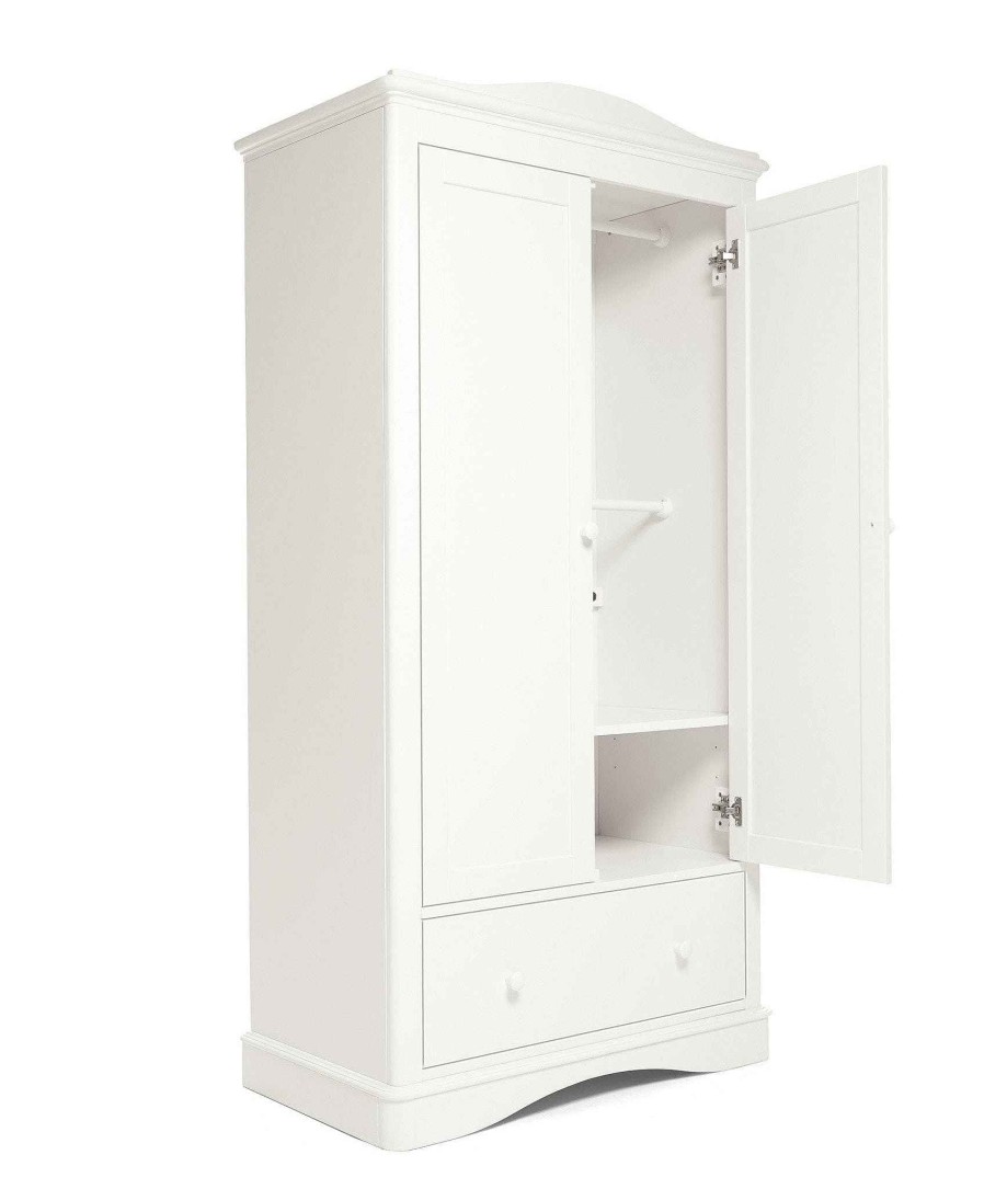 Nursery Mamas and Papas Baby Furniture Sets | Flyn 3 Piece Cotbed Range With Dresser Changer And Wardrobe - White