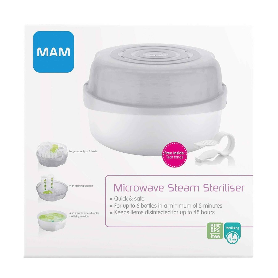 Feeding & Weaning Mam Bottle Feeding | Mam Microwave Steam Steriliser With Taupe 260Ml Bottle Set