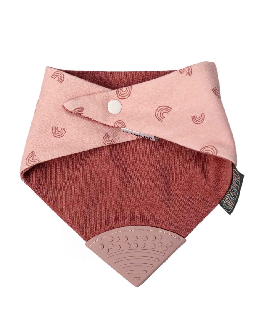 Toys & Gifts Cheeky Chompers Laura Ashley | Cheeky Chompers Neckerchew Teething Dribble Bib - Pink Rainbow