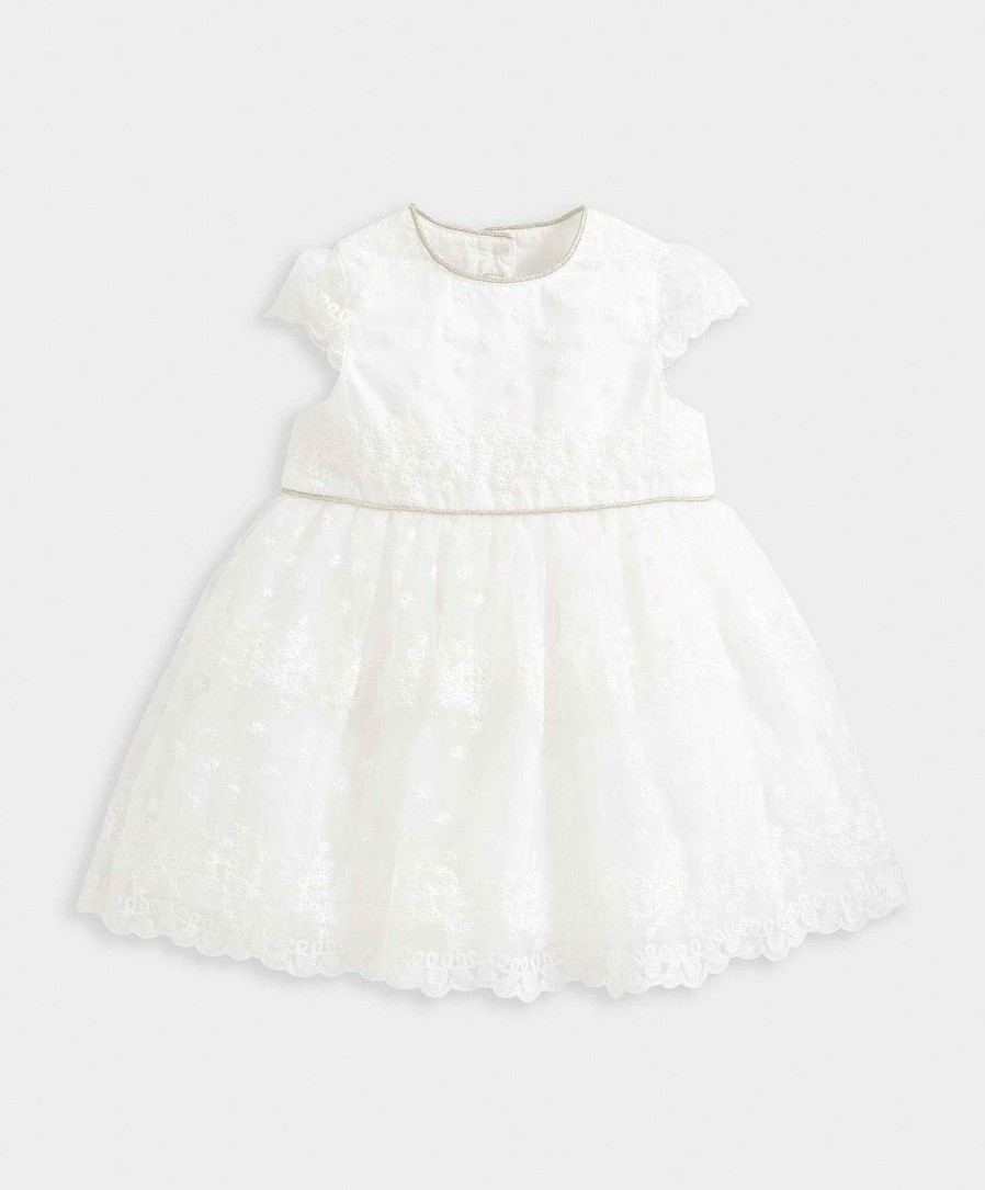 Clothing Mamas and Papas | White Organza Embroidered Dress