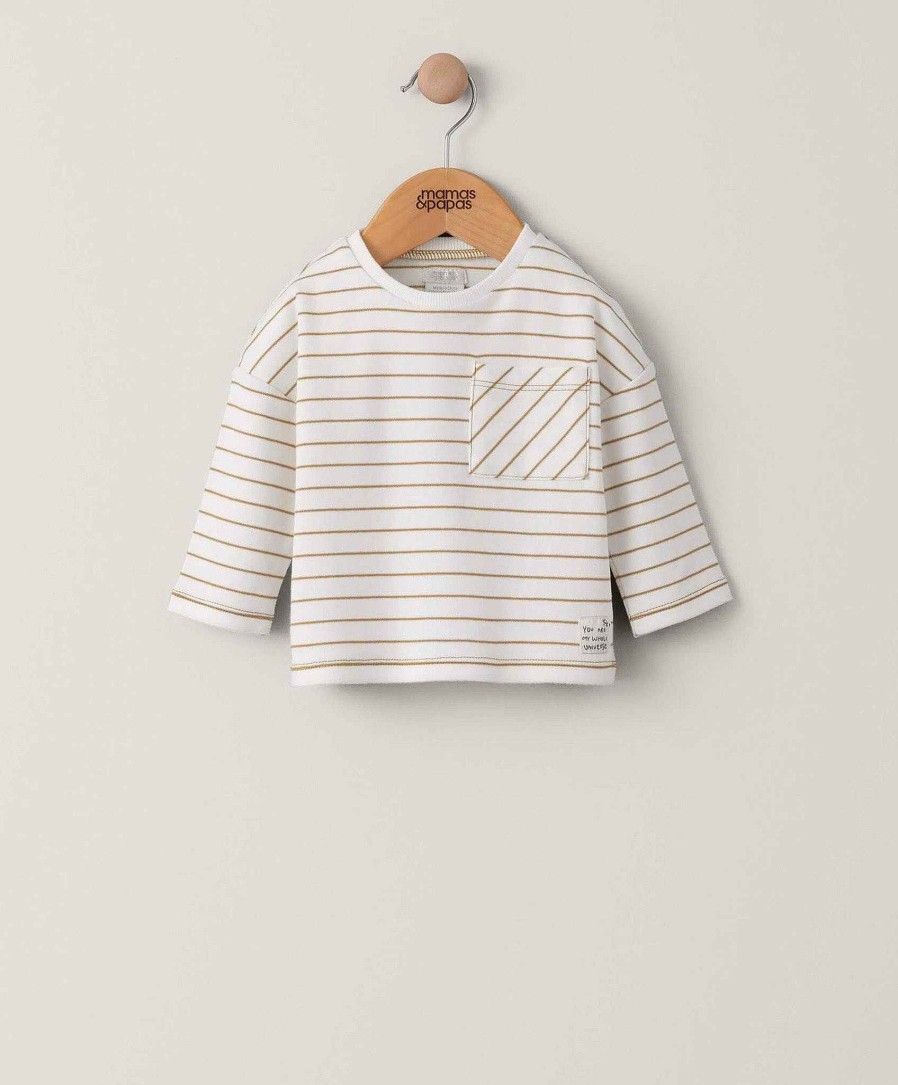 Clothing Mamas and Papas | Striped Long Sleeved T Shirt - Cream