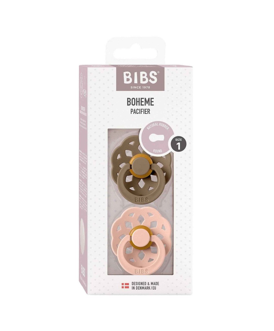 Toys & Gifts Bibs World Baby Shower Gifts | Bibs Boheme Dummies Size 1 (2 Pack) - Dark Oak/Blush