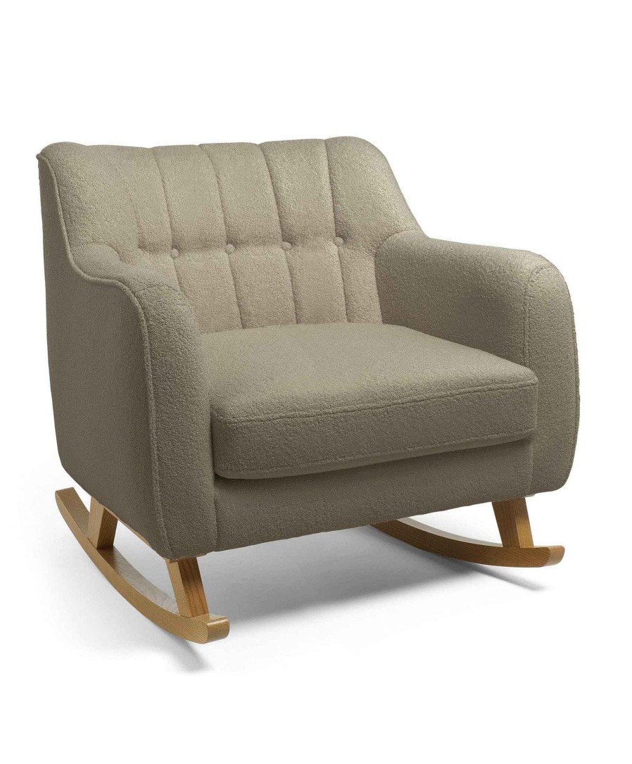 Furniture Mamas and Papas Grey Nursery Furniture | Hilston Cuddle Chair Mink Boucle & Mid-Oak