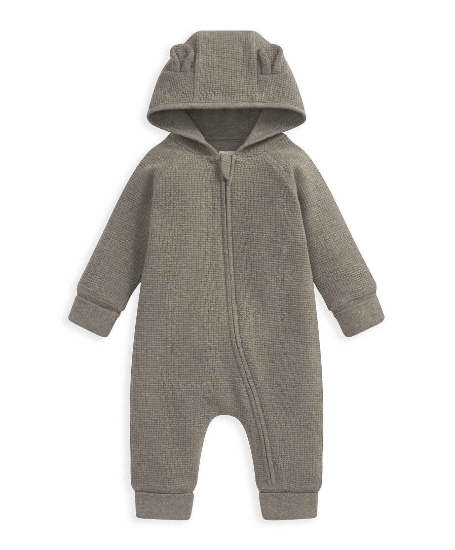 Clothing Mamas and Papas | Brushed Waffle Bear Romper - Sand