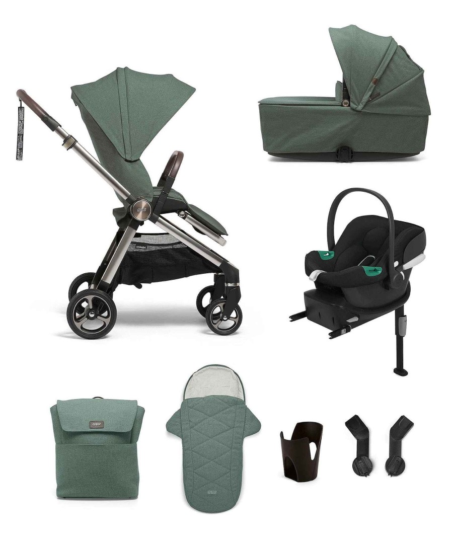 Pushchairs Mamas and Papas Mamas & Papas Strada | Strada Pushchair Bundle With Aton B2 Car Seat & Base (7 Pieces) Ivy