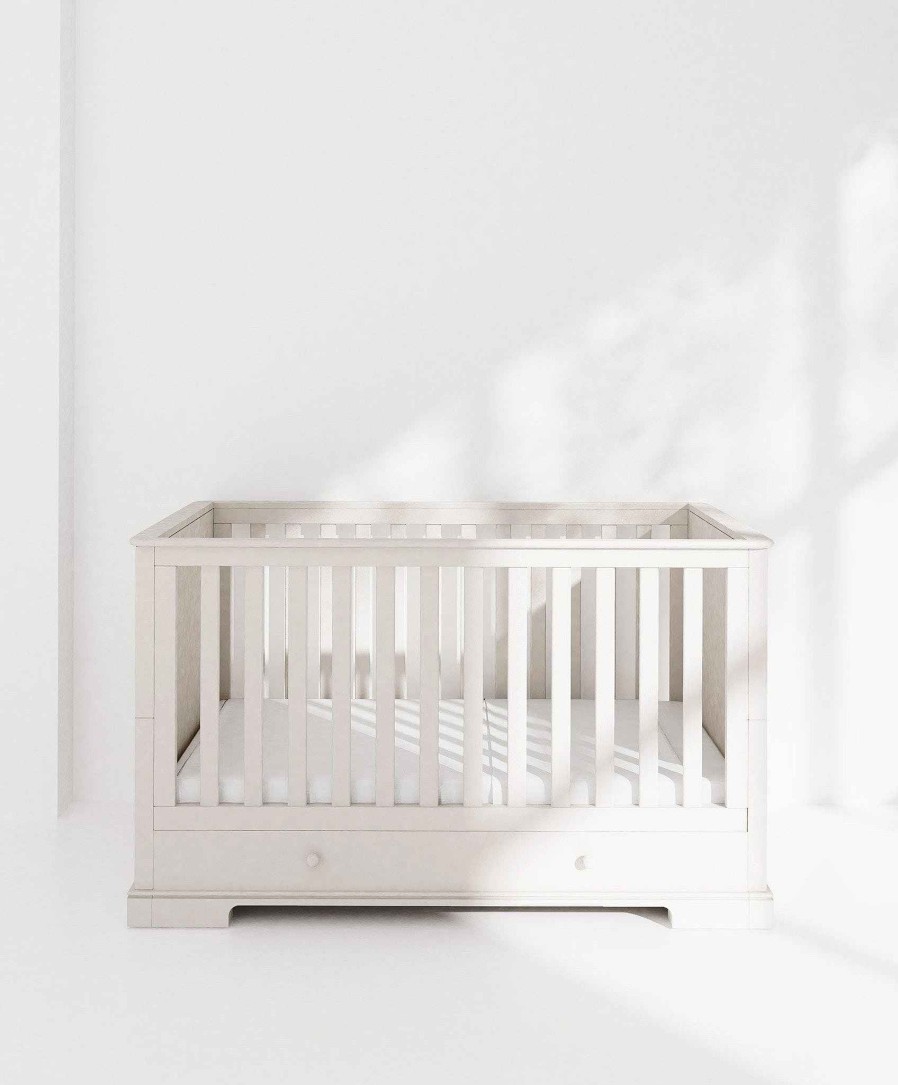 Furniture Mamas and Papas White Nursery Furniture | Oxford Cotbed With Premium Pocket Spring Mattress White