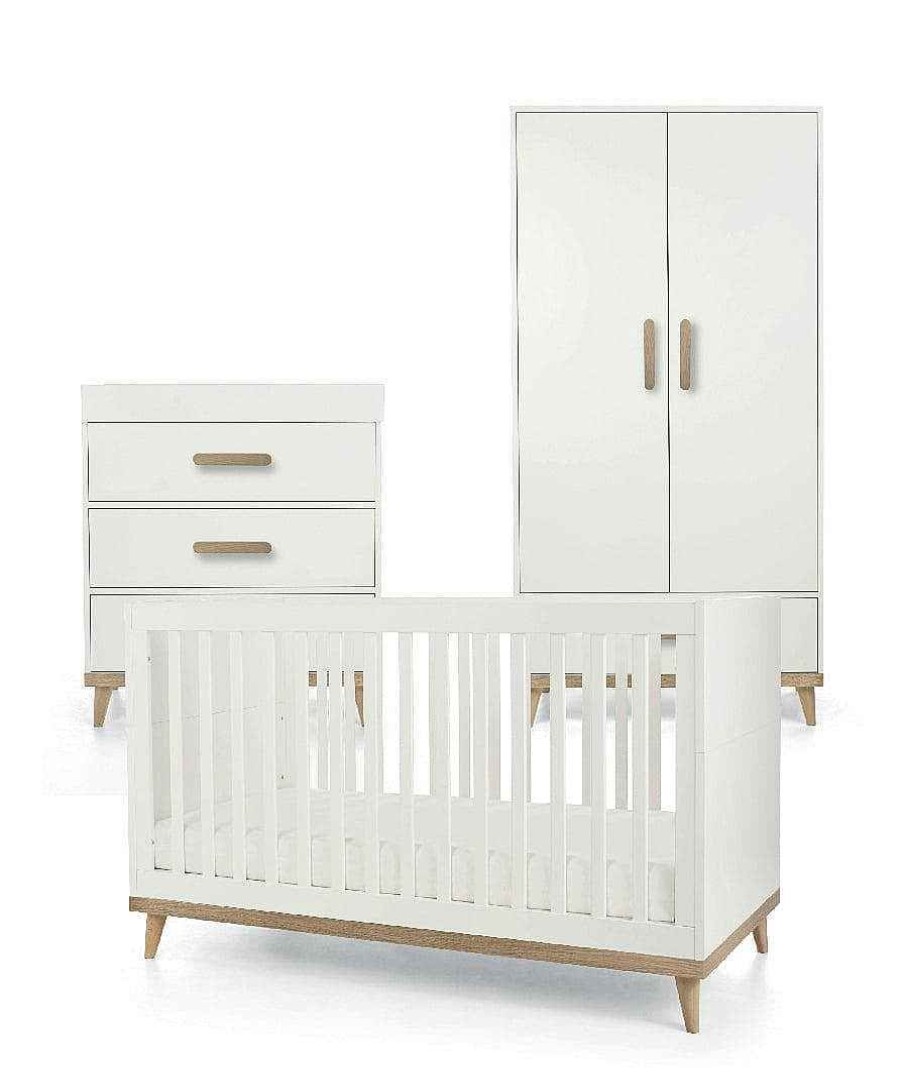 Nursery Mamas and Papas Baby Furniture Sets | Austwick 3 Piece Furniture Range With Cotbed, Dresser Changer And Wardrobe - White