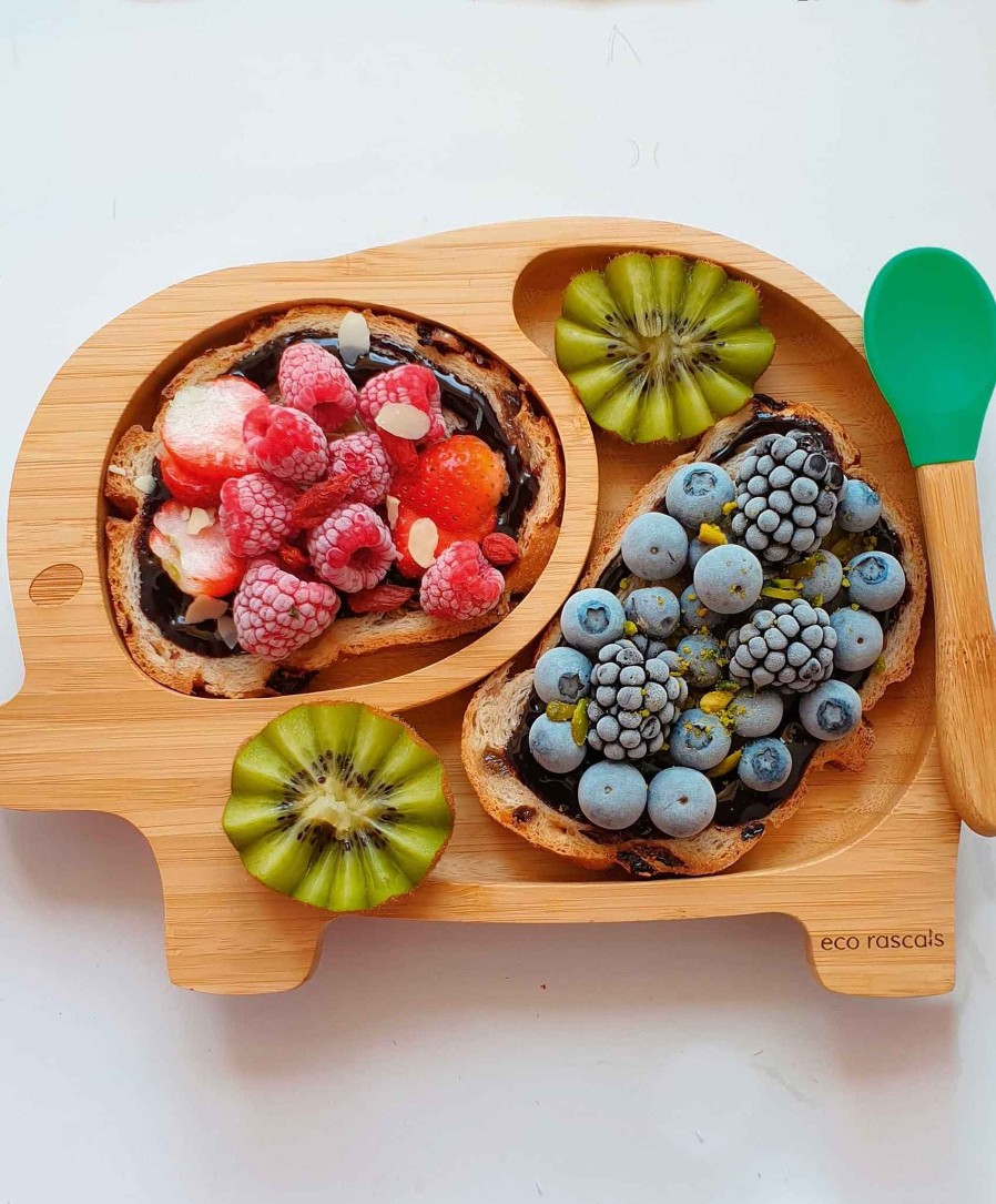 Feeding & Weaning Eco Rascals Baby Weaning Essentials | Eco Rascals Elephant Plate - Green