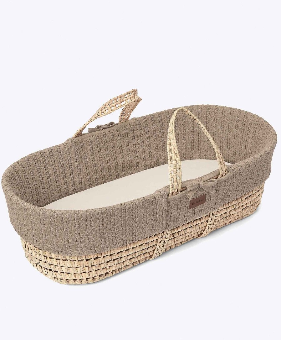 Nursery Little Green Sheep Moses Baskets | Little Green Sheep Organic Knitted Moses Basket & Mattress - Truffle