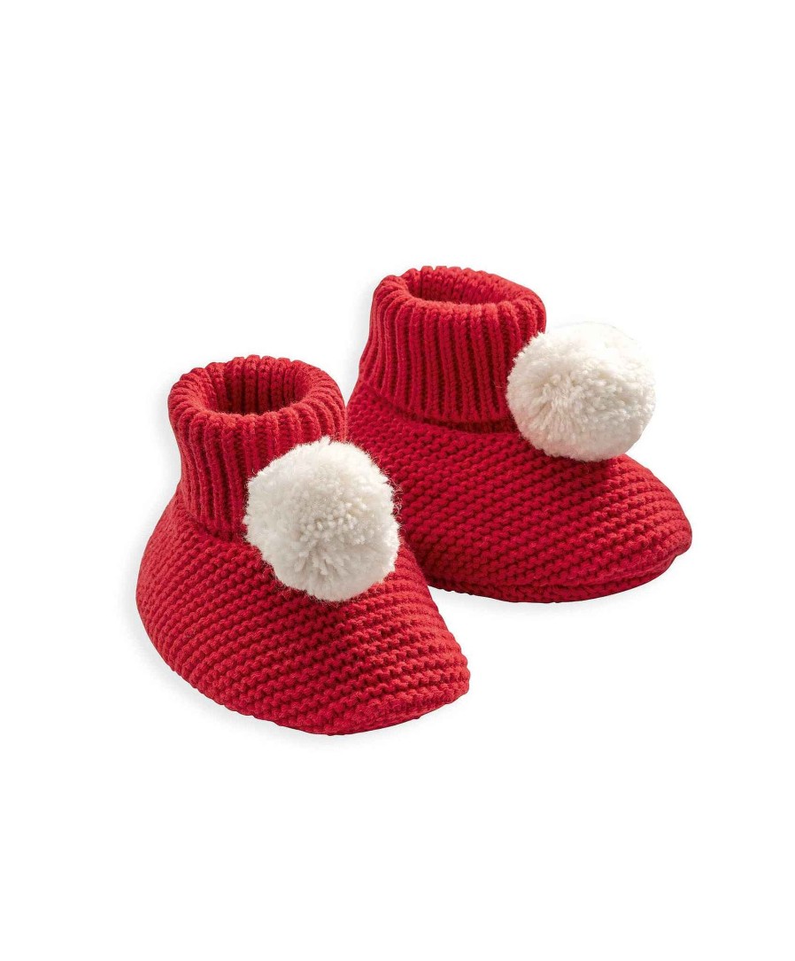 Toys & Gifts Mamas and Papas Baby Shower Gifts | Pom Pom Knit Christmas Baby Booties