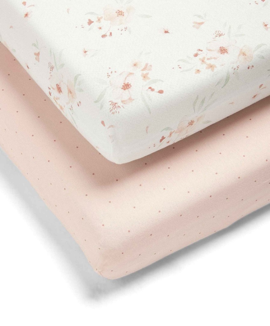 Nursery Mamas and Papas Bedding Essentials | Floral Cotbed Fitted Sheets - 2 Pack