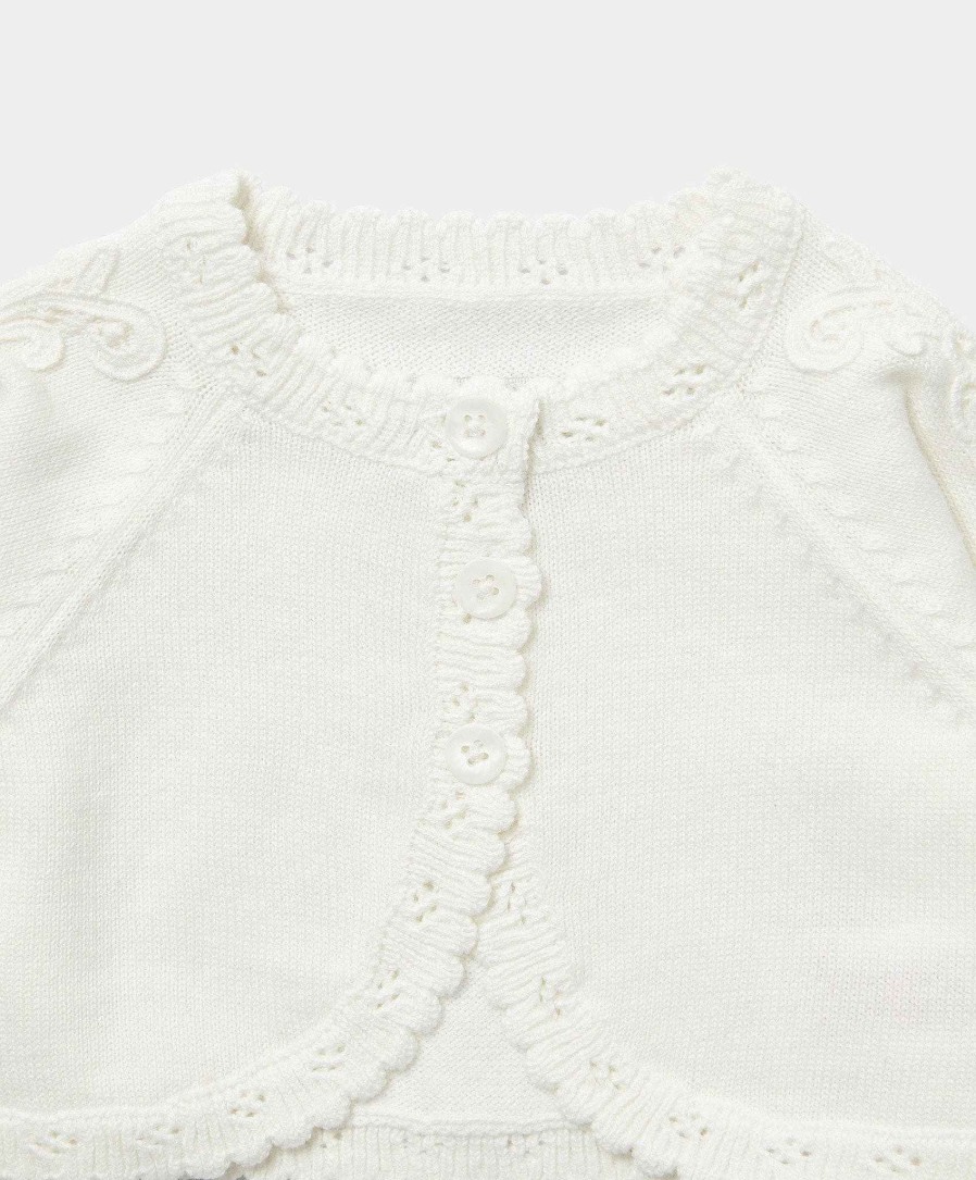 Clothing Mamas and Papas | Lace Trim Cardigan - Cream